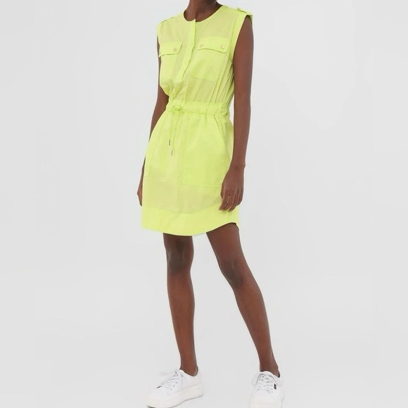 Banana‎ Republic Neon Green Utility Mini Shirt Dress - Picture 1 of 5